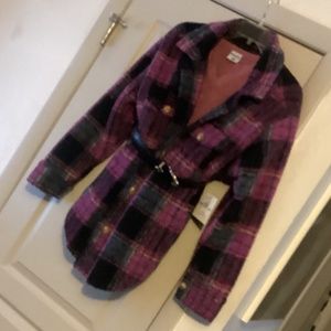 Fleece plaid button front shirt/jacket NWT. The Sweatshirt Project plaid